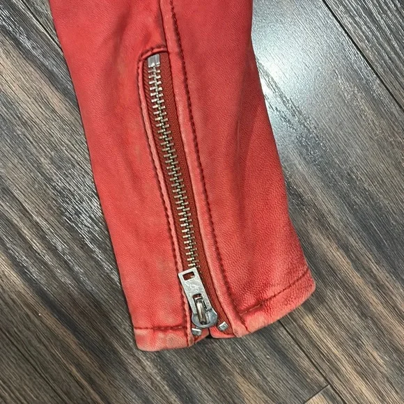 Red Ashville Lamb Leather Biker Jacket size 38 (size 6) - Picture 9 of 9